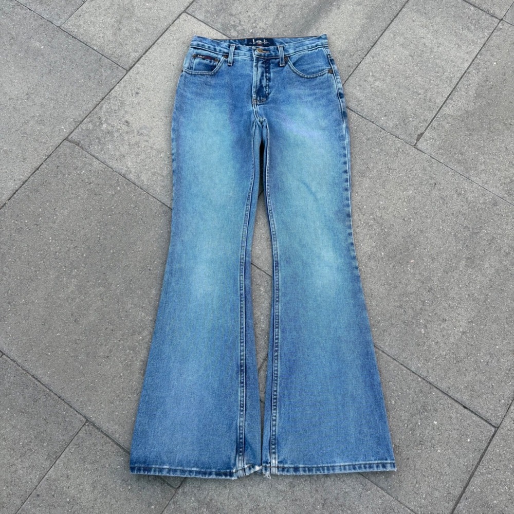 Vintage LEI Flare Jeans Womens 3 Medium Wash Wide Leg Denim Y2K Low Rise Cotton